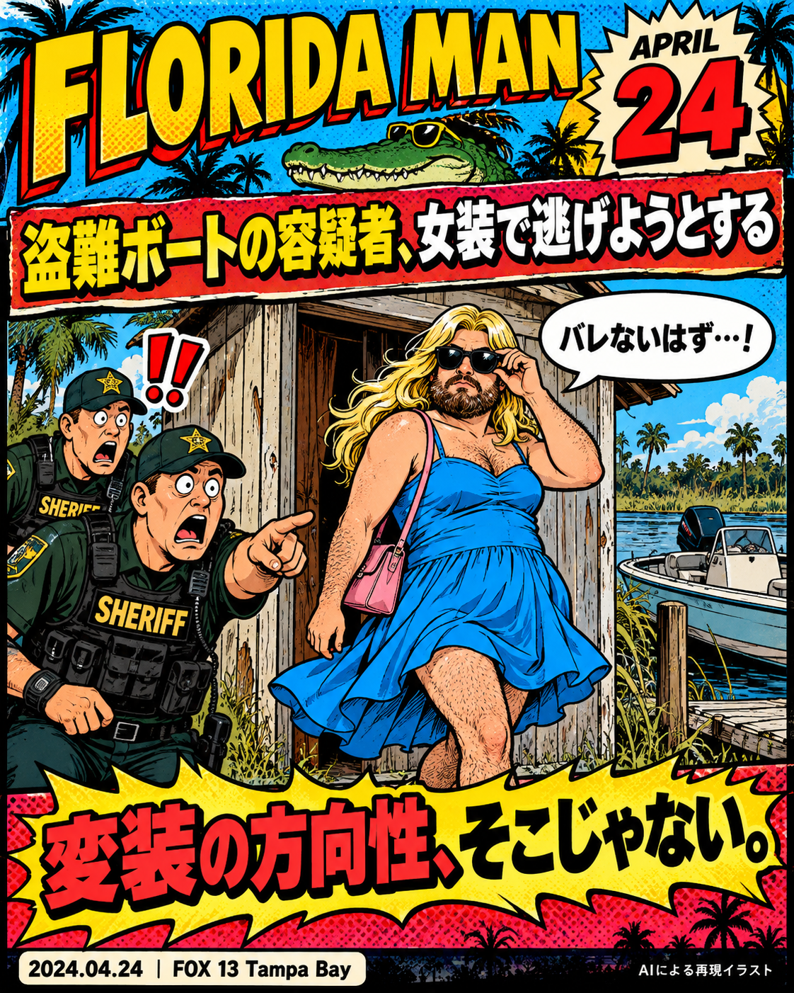 事件を題材にしたAI生成のアメコミイラスト